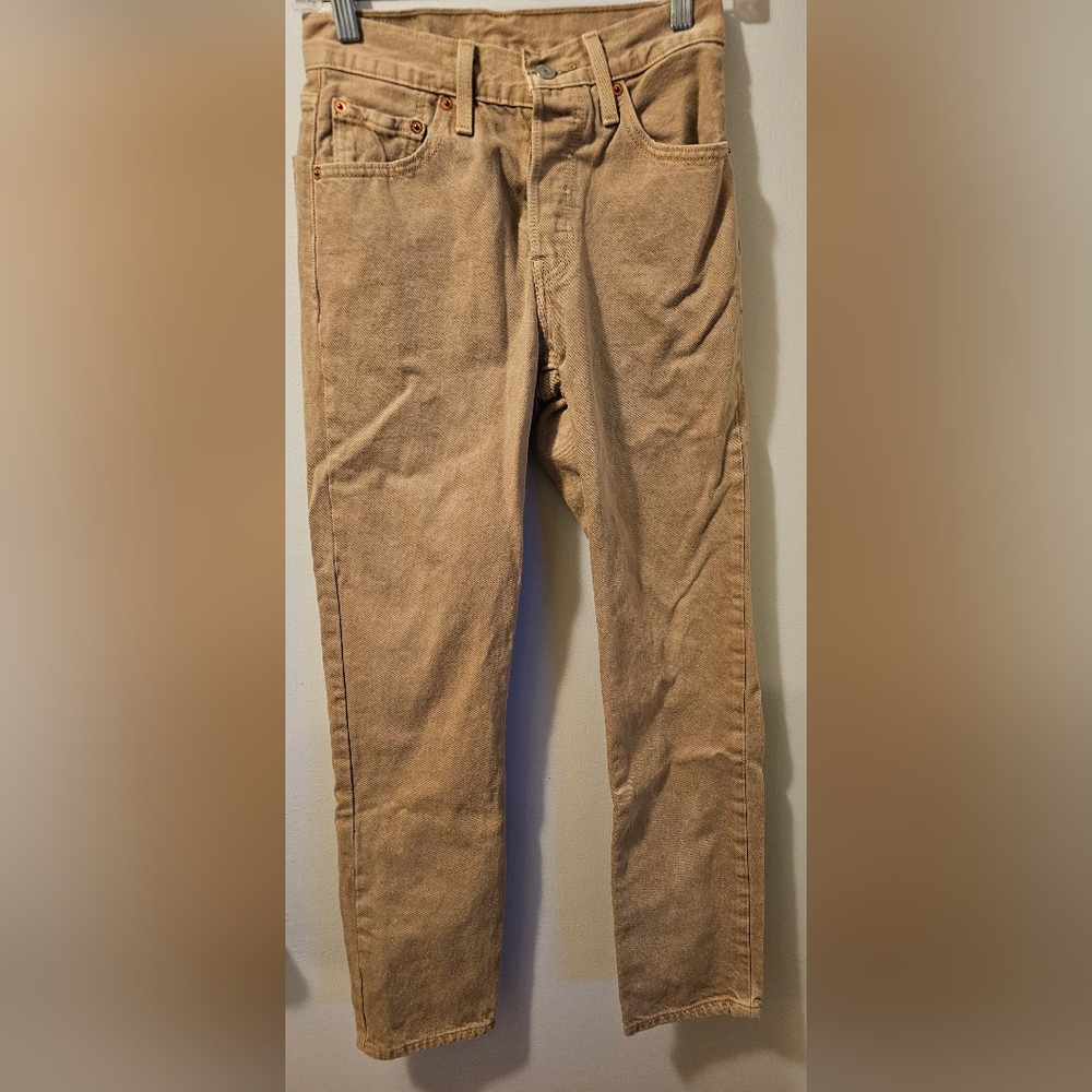 Levis 501 Straight Leg Button Fly Cotton Tan Jeans Men's Size 24x30